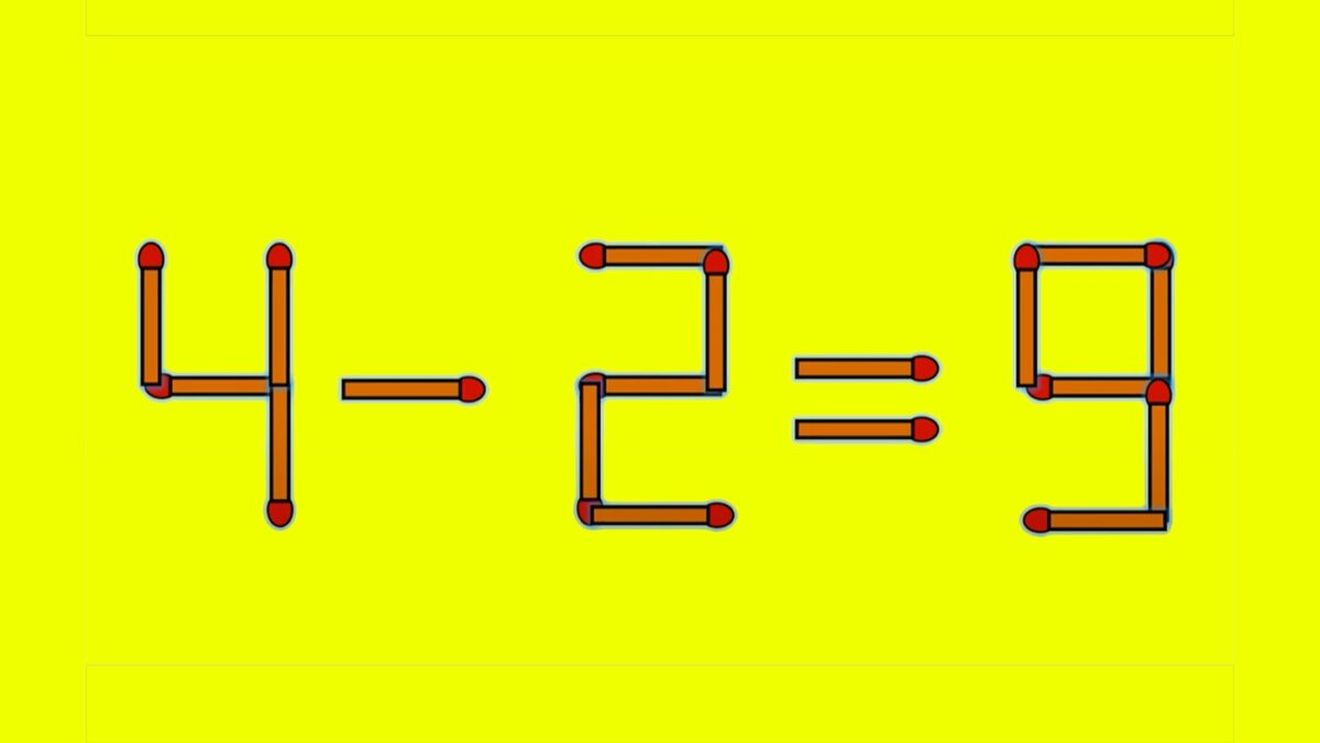 Test de inteligență | Pentru a corecta 4 - 2 = 9 este nevoie să mutați un singur chibrit