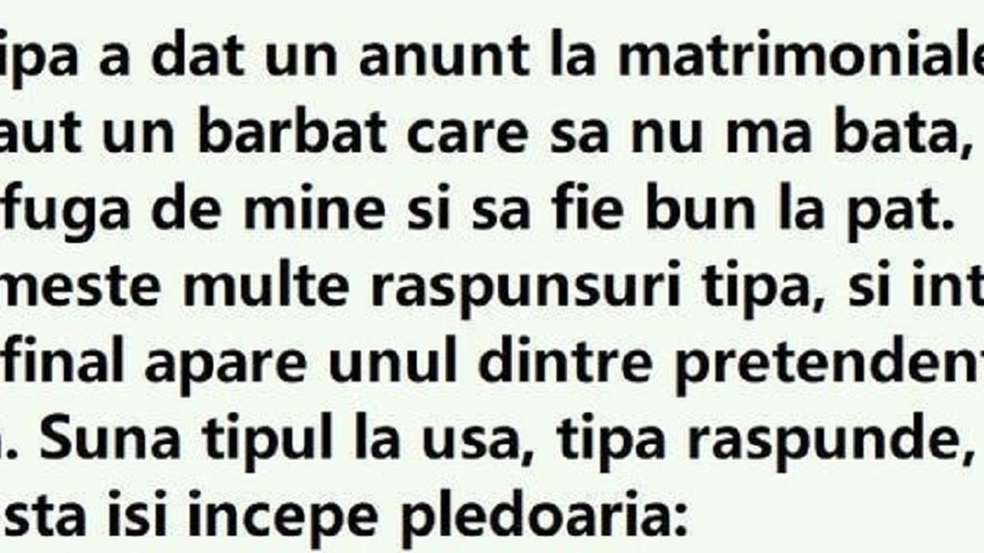 BANC | Anunț la matrimoniale: ”Caut un bărbat care să nu mă bată, să nu fugă de mine și să fie bun la pat”