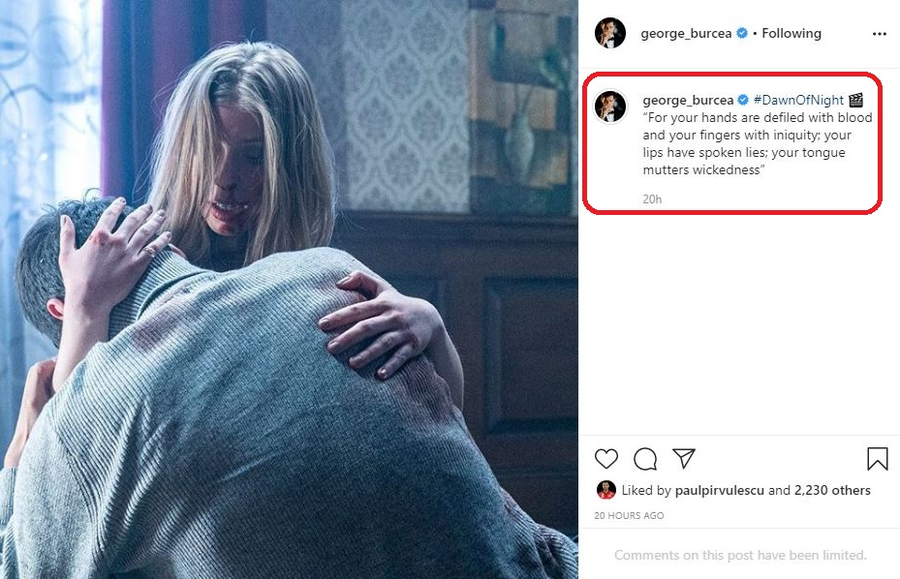 Actorul George Burcea, în timpul filmărilor pentru pelicula “DawnOfNight” © Instagram