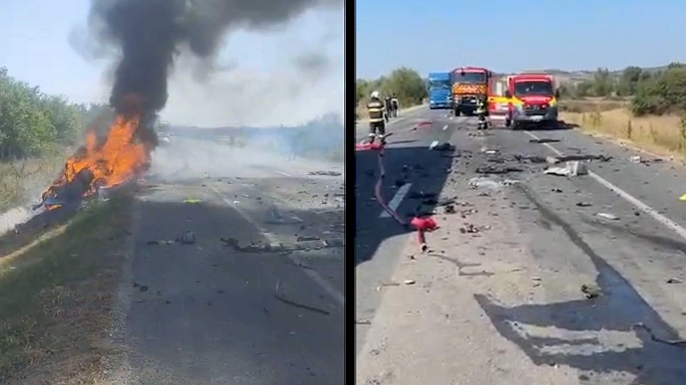 Impact devastator pe o șosea din Lugoj! Un şofer a murit carbonizat în maşină, după ce a intrat în coliziune cu un TIR