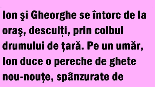 BANC | Ion și Gheorghe se întorc de la oraș, desculți