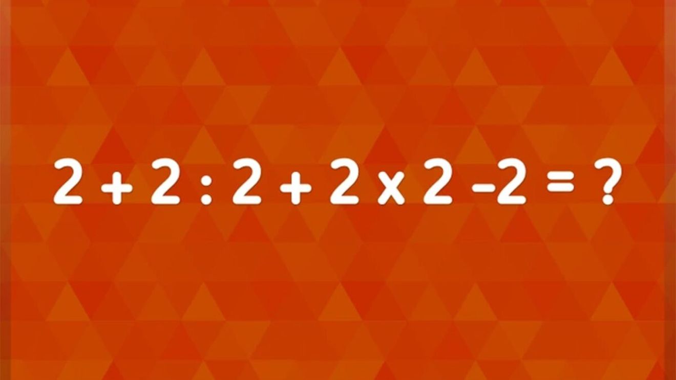 Test IQ pentru matematicieni | Cât face 2 + 2 : 2 + 2 x 2 - 2 = ?