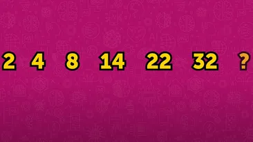 TEST IQ exclusiv pentru genii | Ce număr urmează în seria 2, 4, 8, 14, 22, 32?