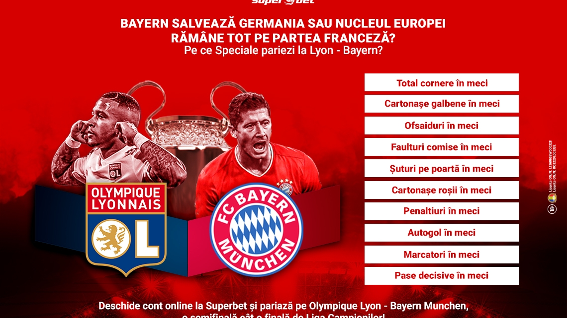 O semifinală de Ligă specială se tratează cu Pariuri Speciale! Ce te inspiră să SuperPariezi la Lyon – Bayern