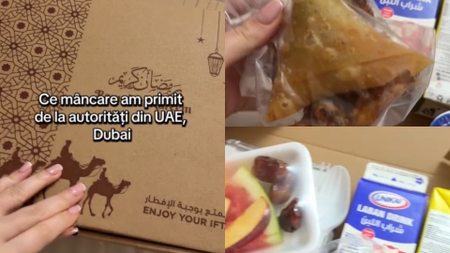 Ce alimente au primit românii blocați de bombardamente în Dubai. Autoritățile din Emirate le-au livrat gratuit cutii pline la cazare