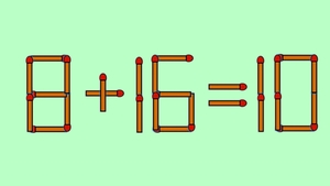 Test IQ exclusiv pentru genii | Mutați un singur chibrit, pentru a corecta 8 + 16 = 10