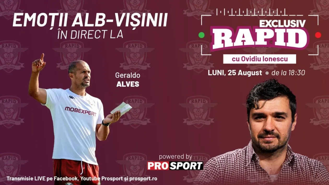 Vineri avem RAPID - UȚA, iar astăzi avem EXCLUSIV RAPID, în direct pe YouTube - ProSport, de la ora 18:30