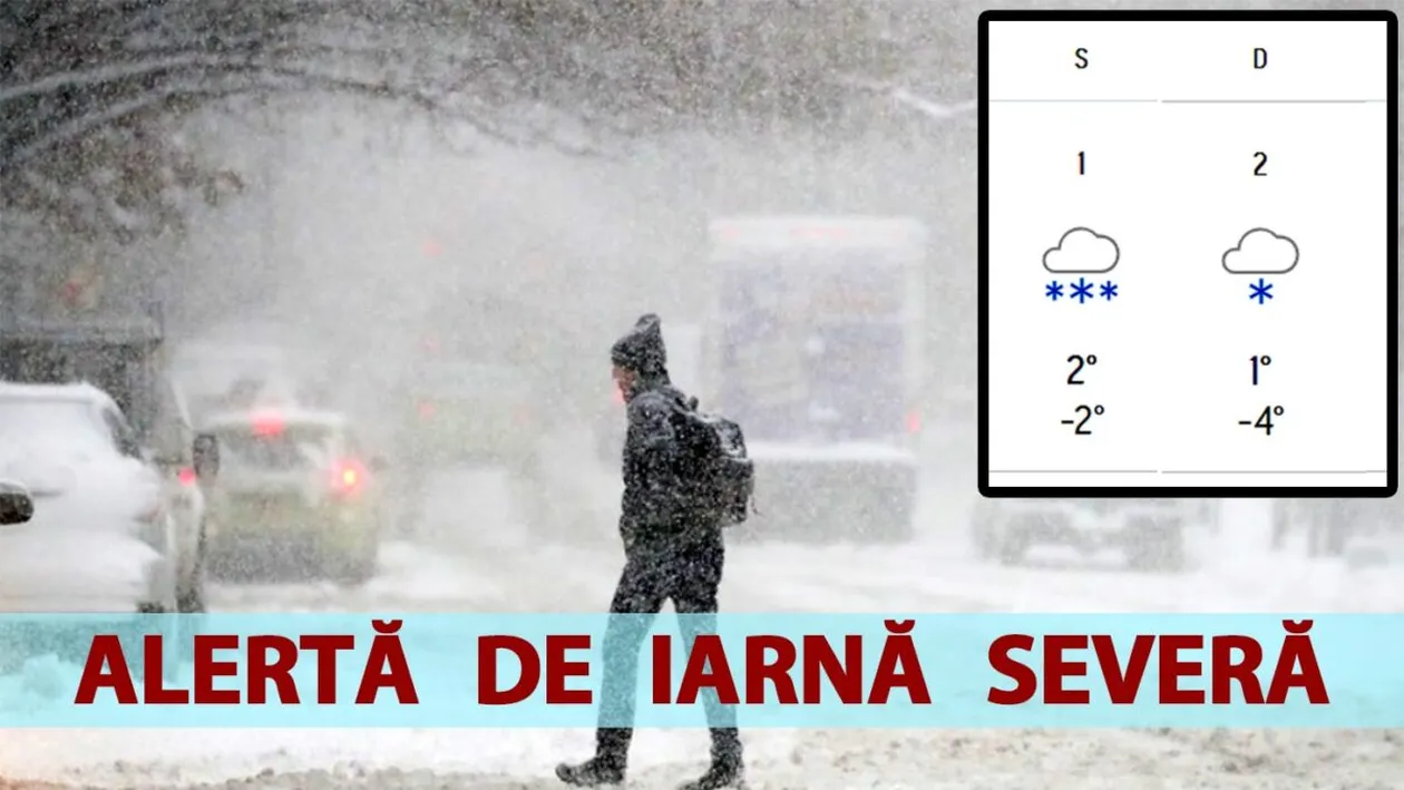 Alertă de iarnă severă în România. Ninsori viscolite începând cu sâmbătă, ora 8:00