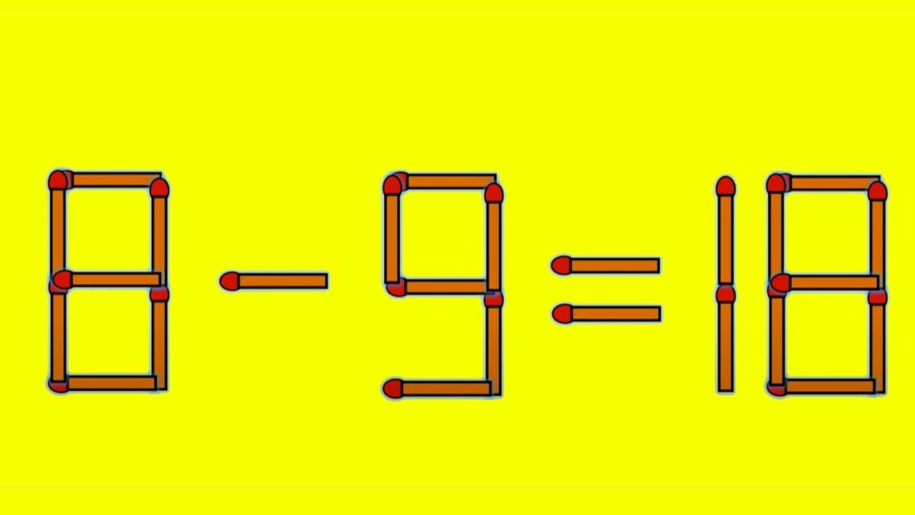 Test IQ cu chibrituri | Mutați un singur băț, pentru a corecta 8 - 9 = 18