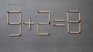 TEST IQ | Mutați un singur chibrit pentru a corecta: 9 + 2 = 8