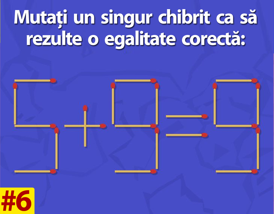 Test de inteligență cu 10 întrebări | Prima: Mutați un singur chibrit ca să transformați 8+3=3 într-o egalitate adevărată!