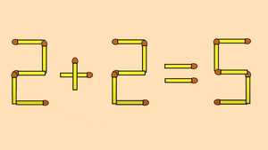 Test de inteligență | Mutați un singur chibrit pentru a corecta 2 +  2= 5