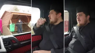 Reacția unui preot din Romania, după ce a fost luat la ocazie de un șofer cu un Mercedes G-class. Până la urmă și-a aprins o țigară | VIDEO