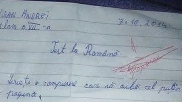 Ce a putut sa scrie un elev de clasa a VII-a pe lucrarea de control. Profesoara i-a dat nota 1, dar a ajuns vedeta pe internet