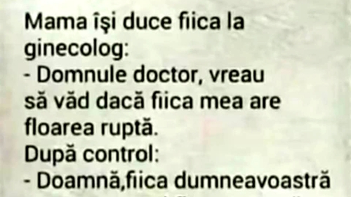 Bancul de weekend | Mama își duce fiica la ginecolog