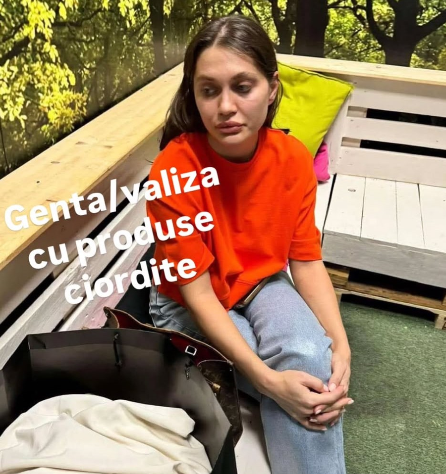 Imaginea cu Andra Apostol după ce a fost prinsă cu geanta plină cu produse furate / sursa: Instagram/ pamflet_influencer