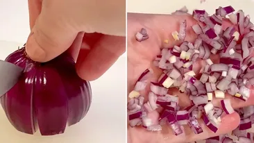 Cel mai tare truc din bucătărie! Cum să tai o ceapă în cubulețe, în doar câteva secunde