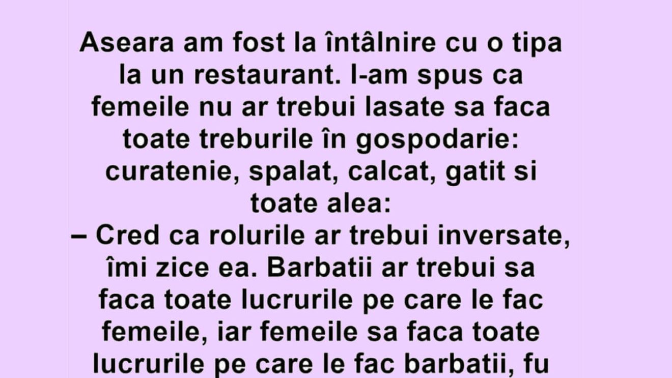 BANC | Aseară am fost la întâlnire cu o tipă, la un restaurant