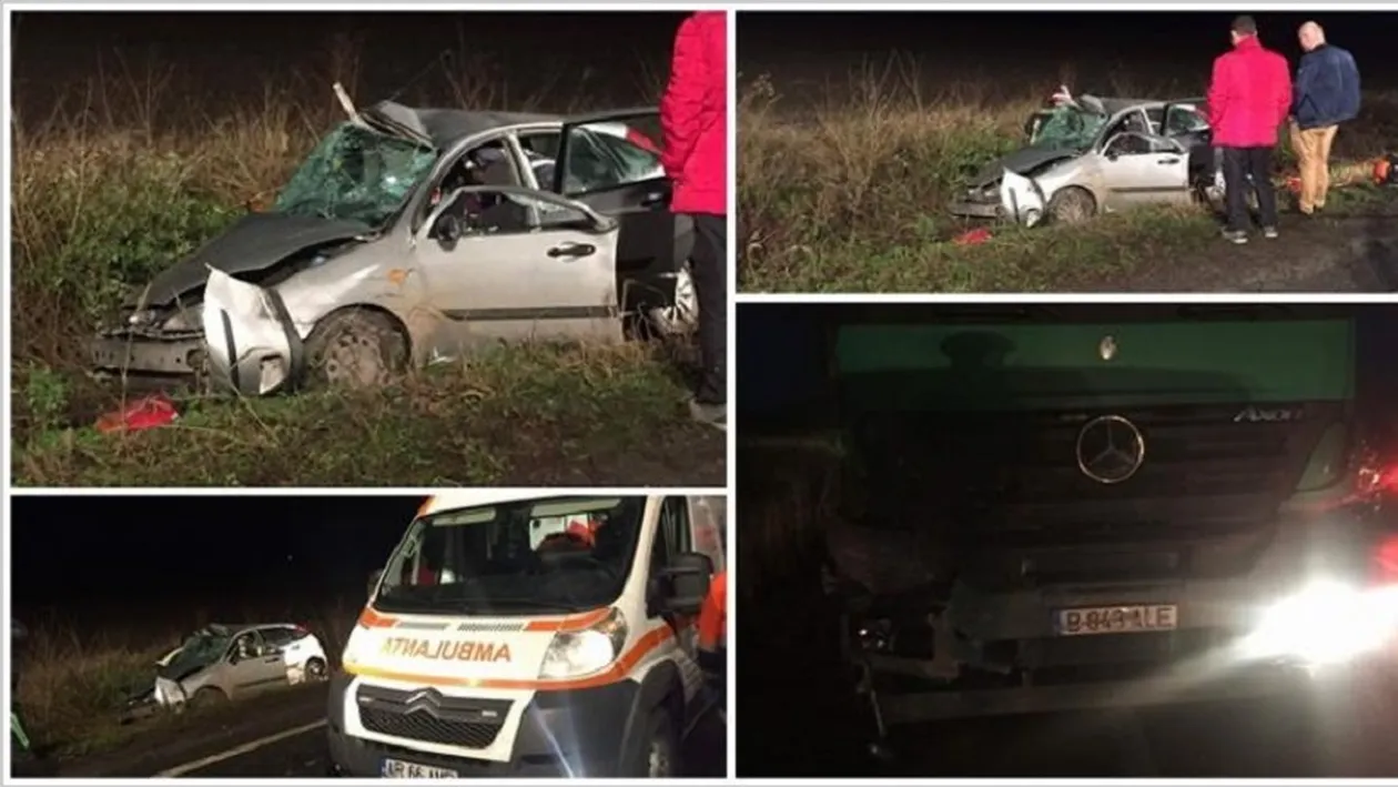 Accident violent în Arad! Doi oameni au murit striviţi, după ce maşina lor a fost spulberată de un TIR. Imaginile sunt înfiorătoare
