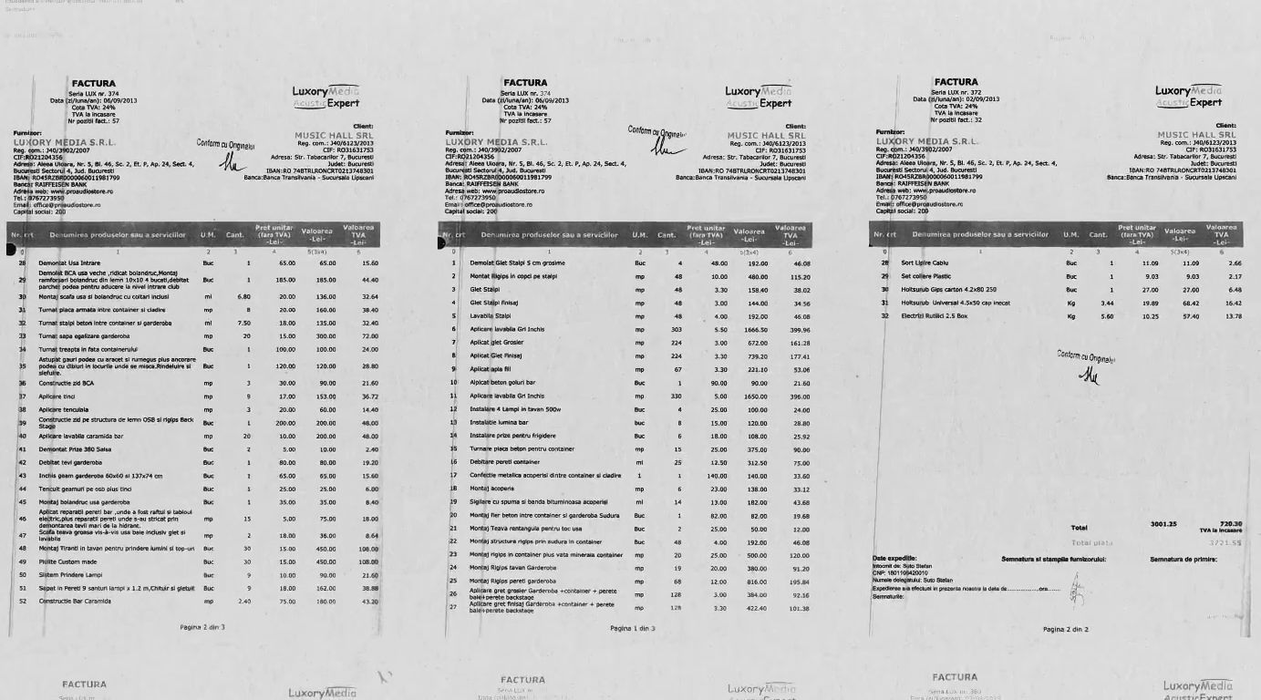 Facturile pe care patronii le-au plătit constructorului