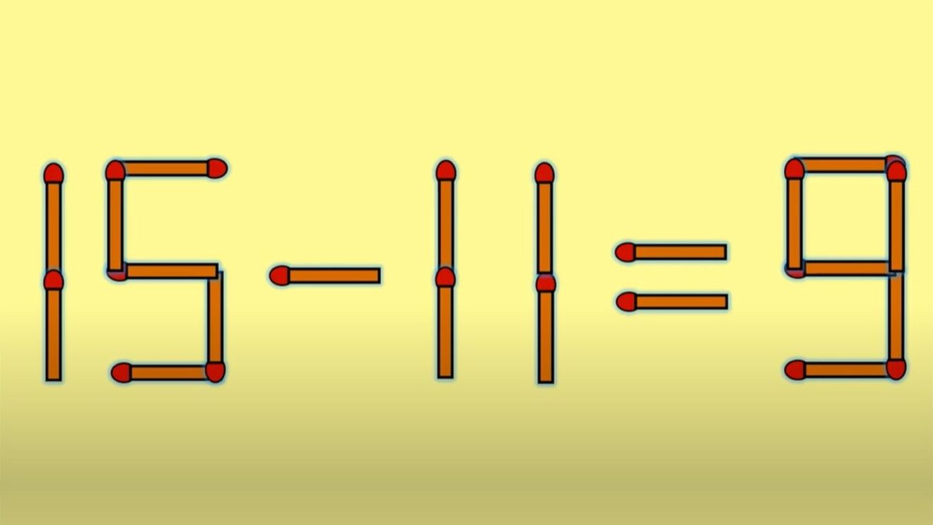 Test IQ cu chibrituri | Mutați un singur băț, pentru a corecta 15 - 11 = 9