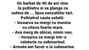 Bancul începutului de săptămână | Un bărbat de 40 de ani se duce la psihiatru