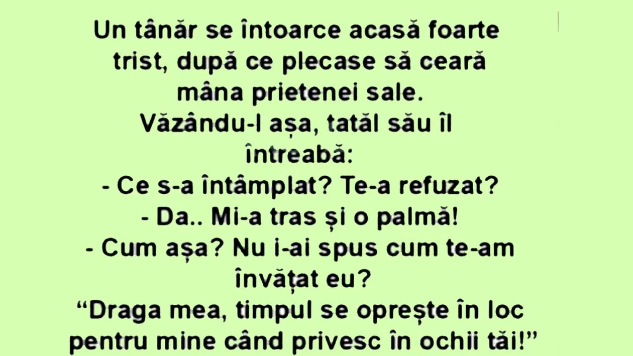 BANC | Un tânăr se întoarce acasă foarte trist, după ce plecase să ceara mâna iubitei