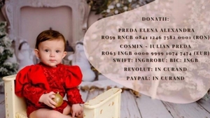 Delia are nevoie urgent de un transplant de măduvă. Fetița de un an și opt luni trebuie să fie operată în străinătate