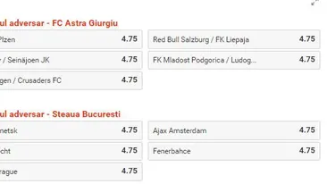 (P) Tragere la sorţi Liga Campionilor. Cu cine vor cădea Steaua şi Astra? Poţi paria aici, Steaua îţi aduce 5x profit!