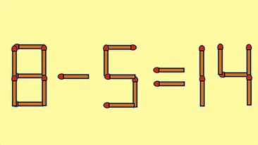 Test de inteligență | Mutați un singur chibrit pentru a corecta 8 - 5 = 14