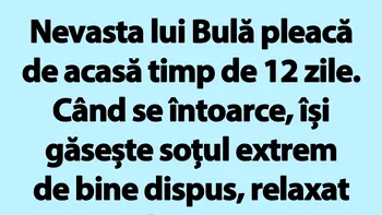 BANC | Nevasta lui Bulă pleacă de acasă timp de 12 zile