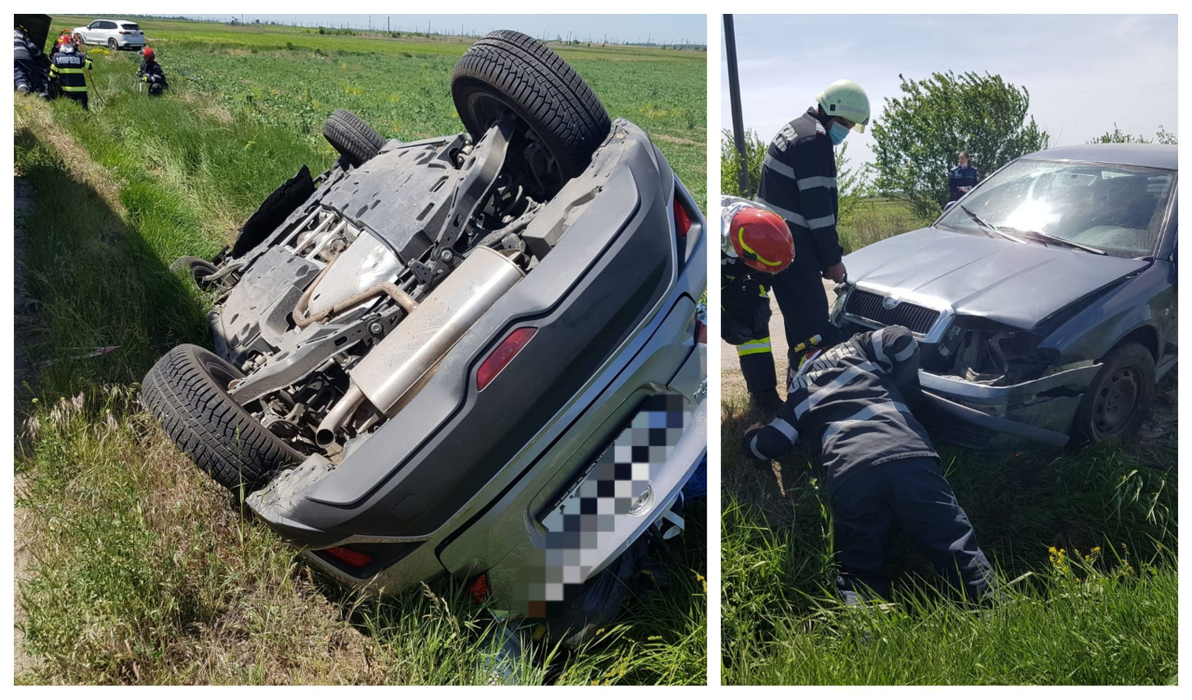 Accident teribil cu 3 mașini în Teleorman! Impactul a fost atât de puternic, încât unul dintre autoturisme s-a răsturnat. Cine sunt victimele