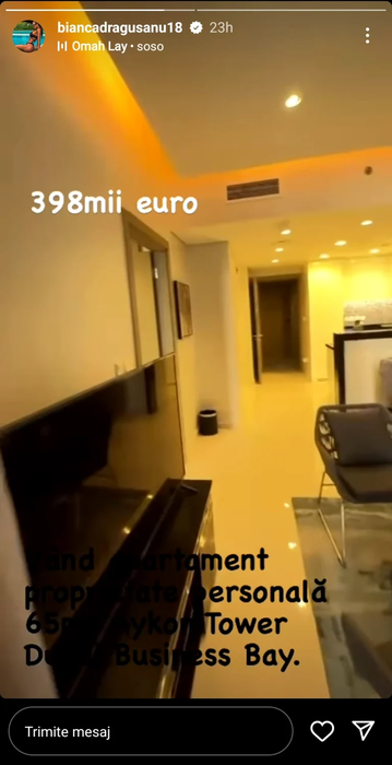 Bianca Drăgușanu a mai scăzut din prețul exorbitant al apartamentului din Dubai. Câți euro cere acum pentru locuința aflată într-un complex rezidențial de lux