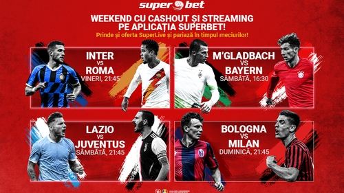 Superweekend cu transmisiuni, supercote și cashout pe aplicația SuperBet
