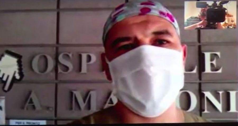 Dr. Alin Suciu de la UPU-SMURD Oradea, alături de medicii italieni într-un spital din Peninsulă © Pro TV