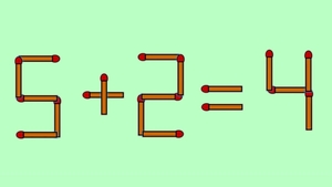 Test IQ cu chibrituri | Corectați 5 + 2 = 4, mutând un singur băț