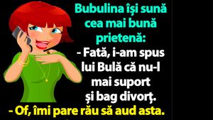 BANC | "I-am spus lui Bulă că nu-l mai suport și bag divorț"