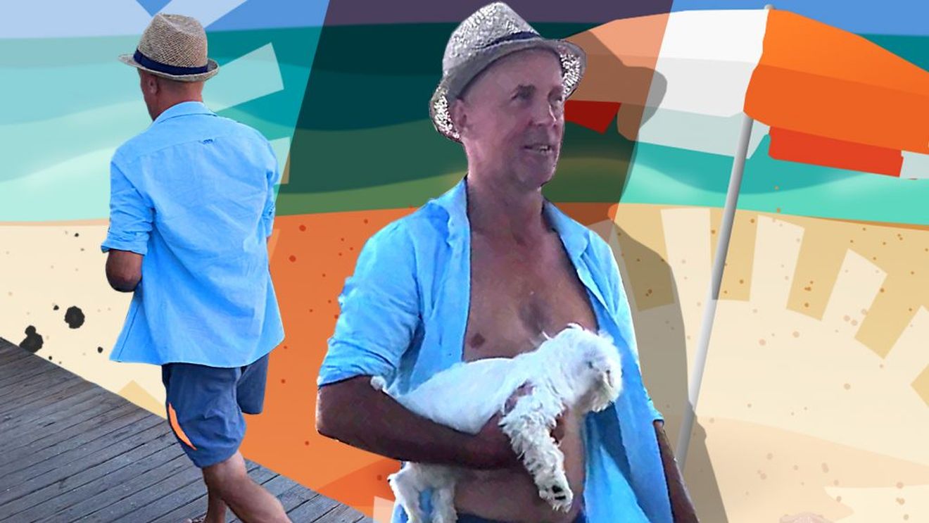 Imagini demențiale cu ”Garcea”.  Și-a scos ”dulăul” pe plajă