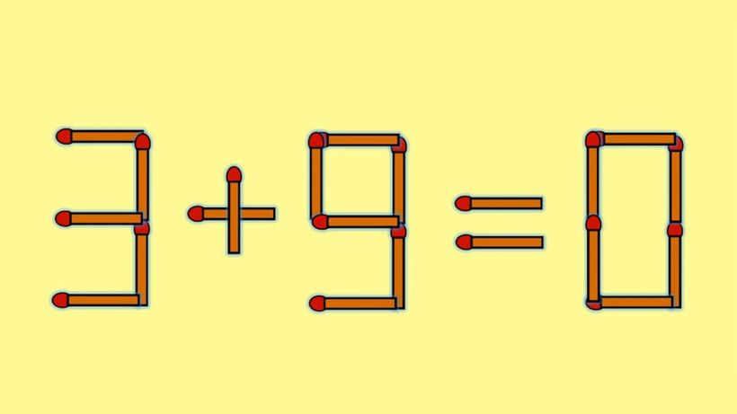 Test de inteligență | Pentru a corecta 3 + 9 = 0, este nevoie să mutați un singur chibrit