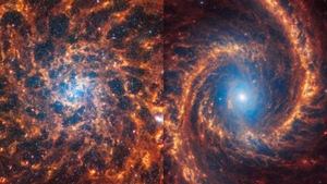 Imagine fabuloasă din Univers captată de telescopul James Webb. Au fost descoperite 19 galaxii-spirală aproape de Calea Lactee