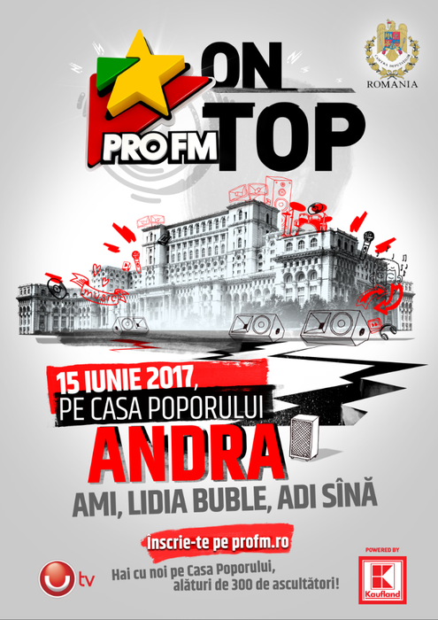 ANDRA va urca pe „acoperişul României“! ”Sunt în aer!” Iată cum poţi câştiga invitaţii la evenimentul ProFM On Top de pe Casa Poporului