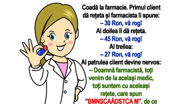 BANC | Doamna farmacistă, mi-a scris medicul pe rețetă: BMNȘCAĂDȘTCA M. Ce înseamnă?