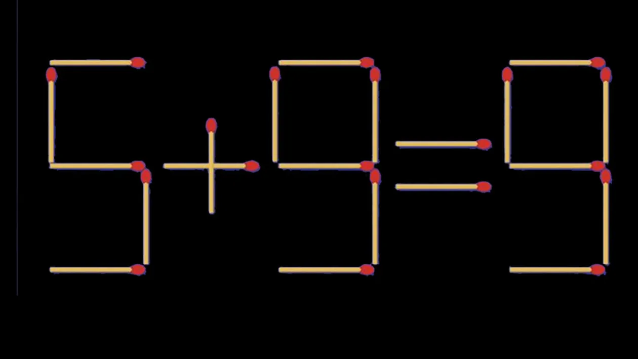 Test de inteligență cu chibrituri | Corectați 5 + 9 = 9, mutând un singur băț!