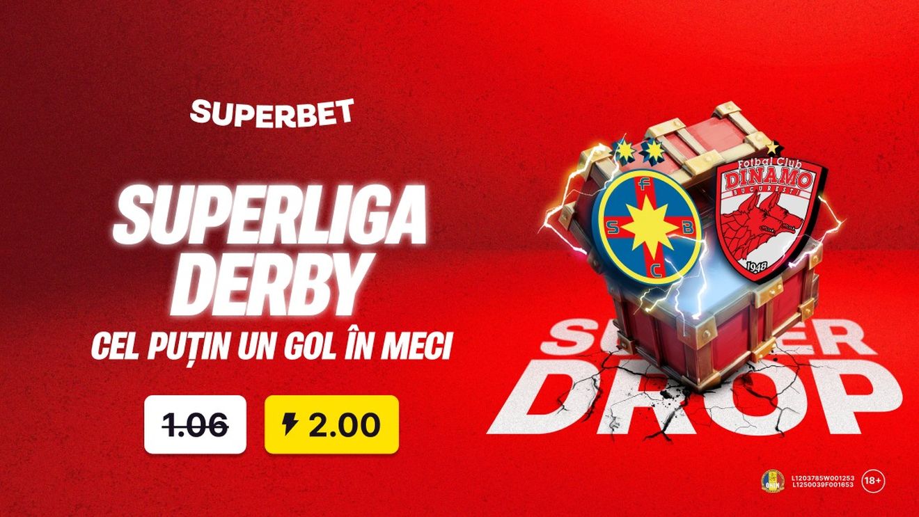 (P) Super Drop marca Superbet la Marele Derby: cotă 2.00 pentru un gol marcat!