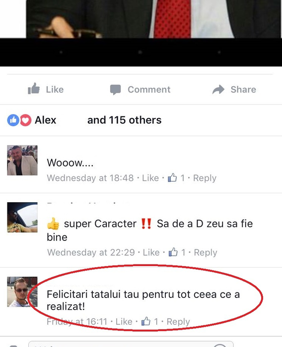 Lorena este copleşită cu mesaje de la prieteni care îi transmit cât de mândru trebuie să fie tatăl ei cu o asemenea frumuseţe de fată