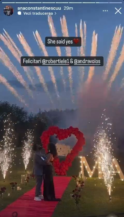Andra Volos a fost cerută în căsătorie de Robert Lele / sursă: capturi video