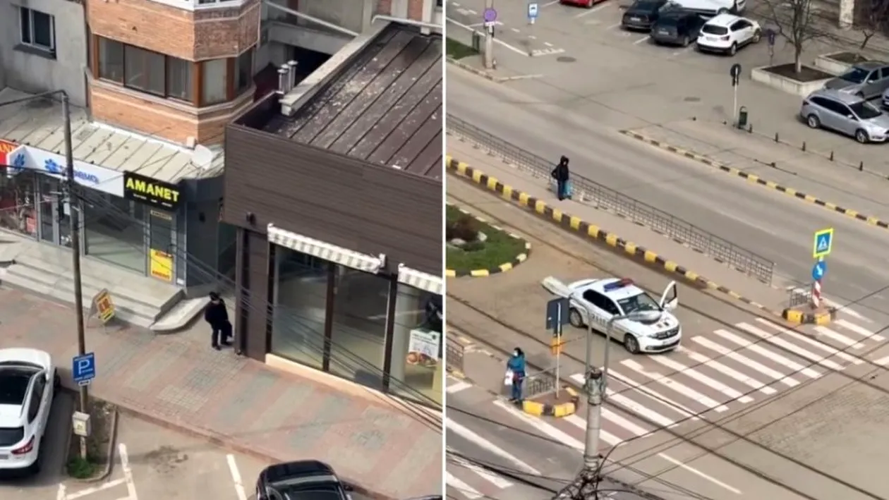 De-a râsu' plânsu'! Un bătrân a fost filmat în timp ce stătea la pândă și aștepta ca echipajul de Poliție să plece din zonă