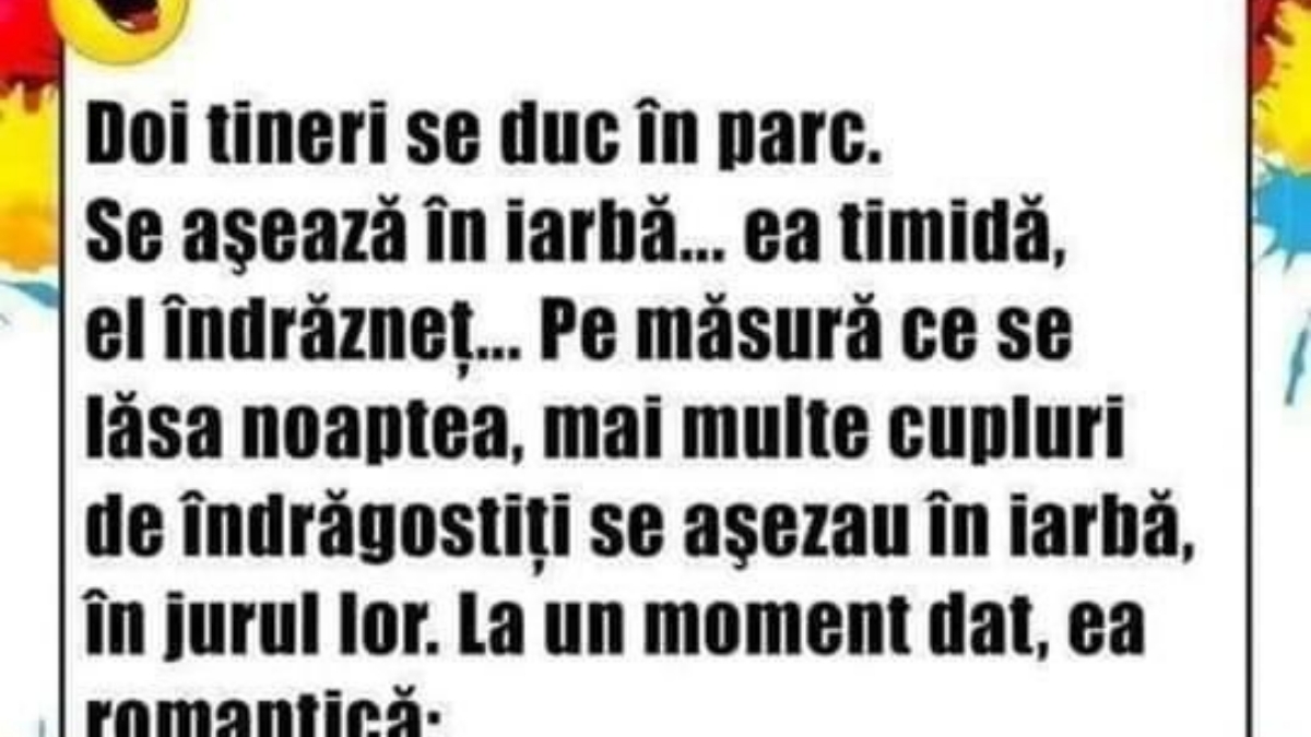 Bancul de miercuri. Doi tineri se duc în parc: „Ce frumos cântă greierii”