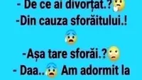 BANC | Un bărbat a divorțat din cauza sforăitului