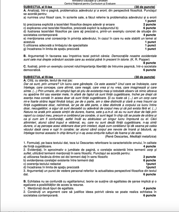 Bacalaureat 2025 | Ce subiecte au picat astăzi la logică, psihologie, economie, sociologie și filosofie
